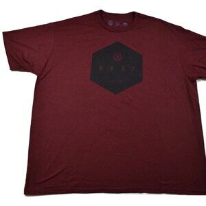 Neff Geometric Black Logo Burgandy Streetwear Shirt New 3XL